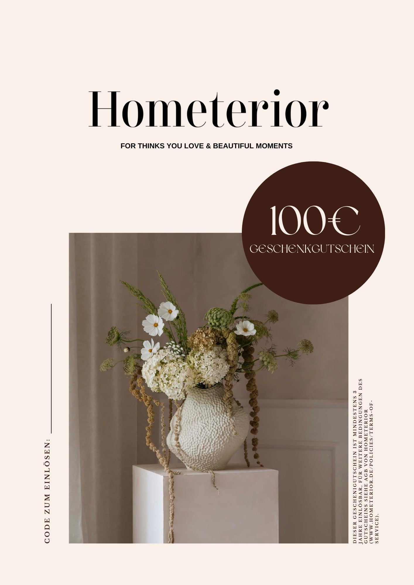 100€ Geschenkgutschein zum Ausdrucken - Hometerior - Hometerior - 