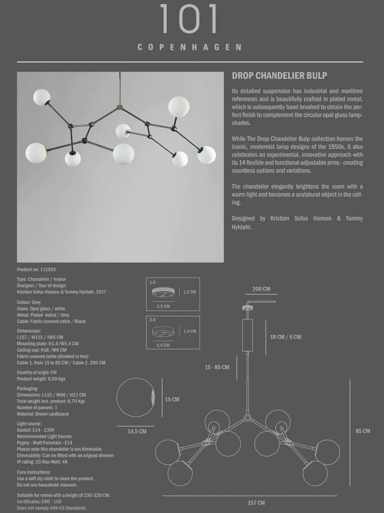 Drop Chandelier Bulp | 101 Copenhagen - Hometerior - 101 Copenhagen - 