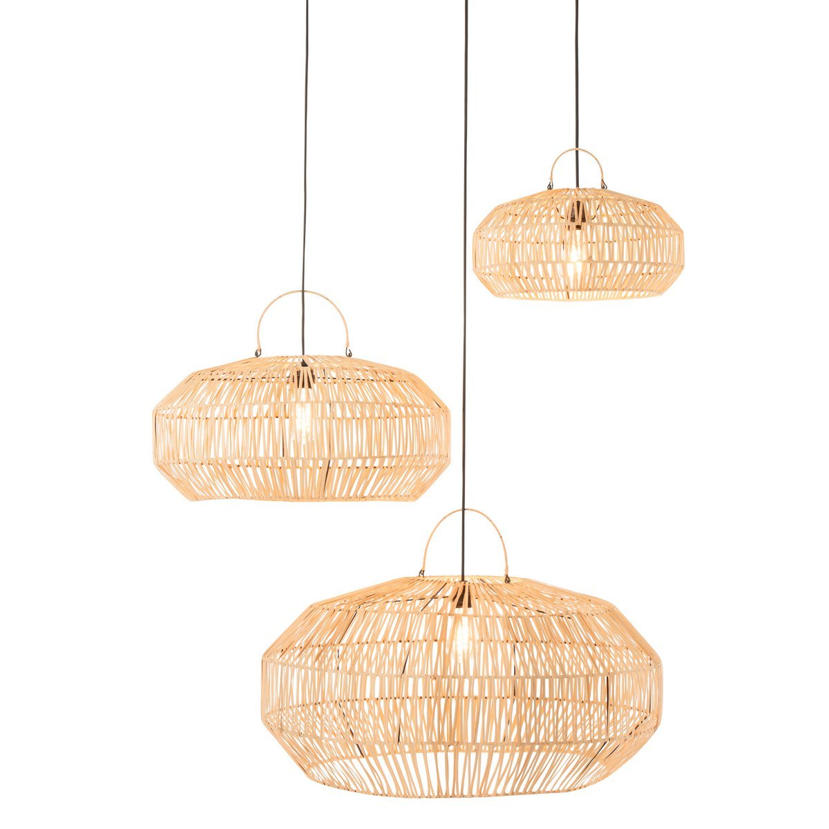 J - Line lampshades - rattan - natural - 3 pieces - Hometerior - J - Line - J - Line lampshades - rattan - natural - 3 pieces