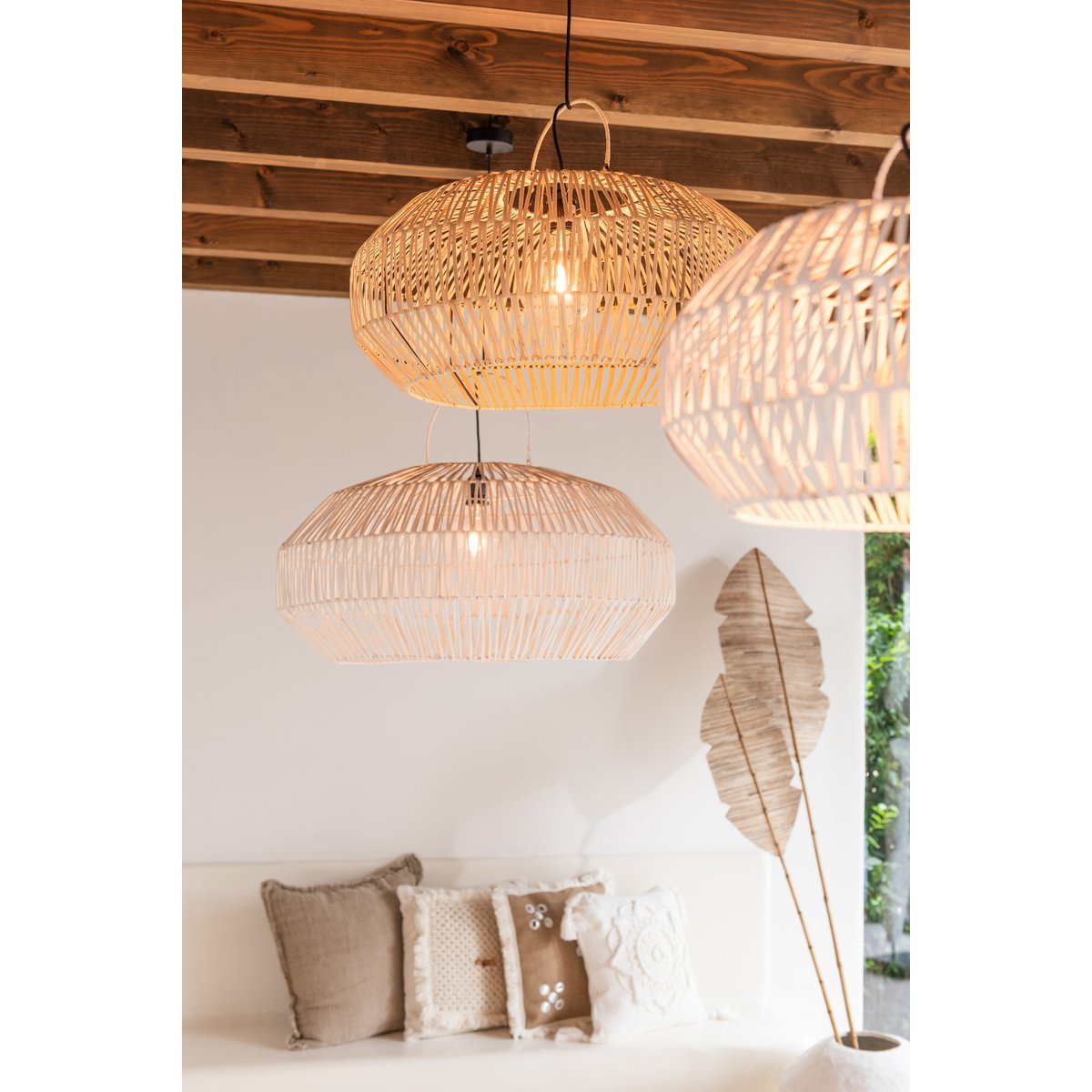 J - Line lampshades - rattan - natural - 3 pieces - Hometerior - J - Line - J - Line lampshades - rattan - natural - 3 pieces