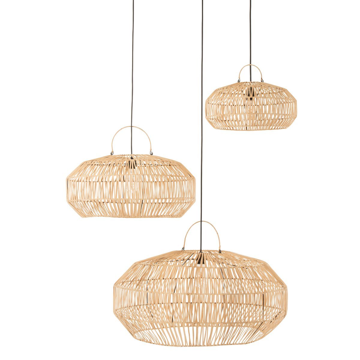 J - Line lampshades - rattan - natural - 3 pieces - Hometerior - J - Line - J - Line lampshades - rattan - natural - 3 pieces