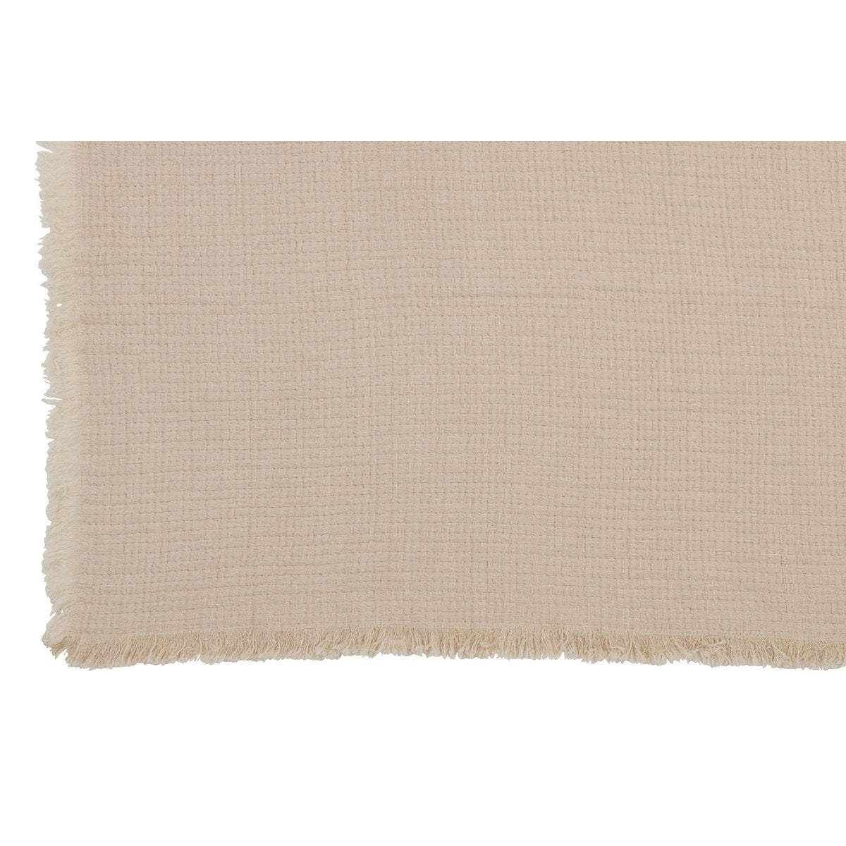 J - Line Plaid fringes Muslin - cotton - light beige - Hometerior - J - Line - J - Line Plaid fringes Muslin - cotton - light beige