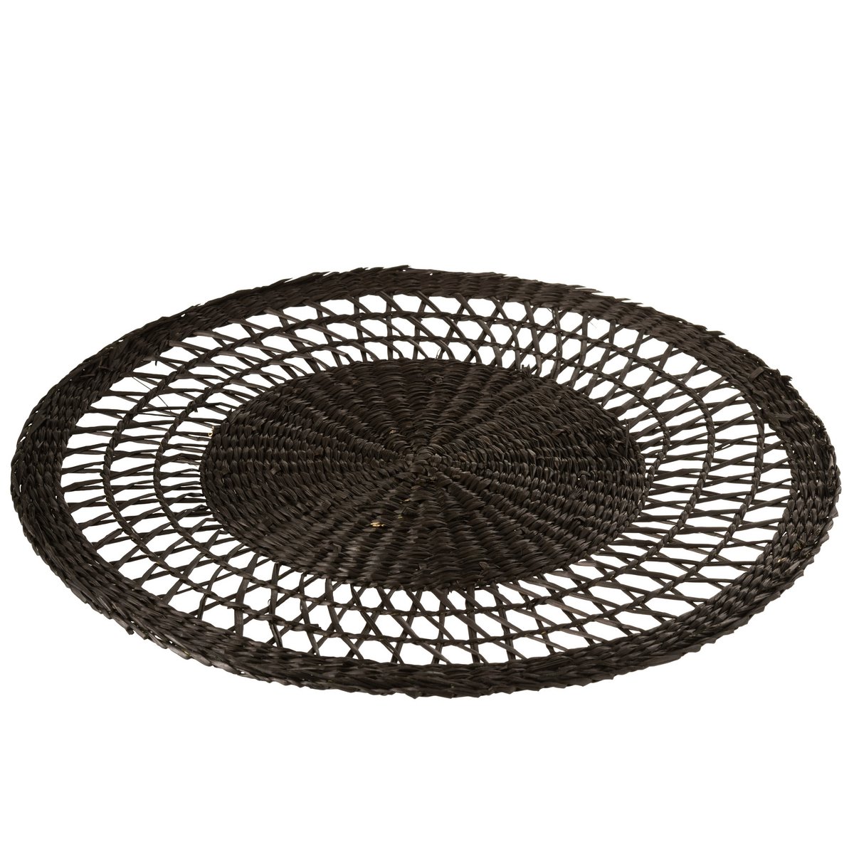 J - Line Round Seagrass placemat - jute - black - 6x - Hometerior - J - Line - J - Line Round Seagrass placemat - jute - black - 6x