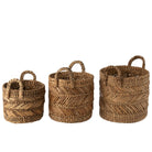 J - Line Set Of Three Baskets Braided Raffia Natural - Hometerior - J - Line - J - Line Set Of Three Baskets Braided Raffia Natural