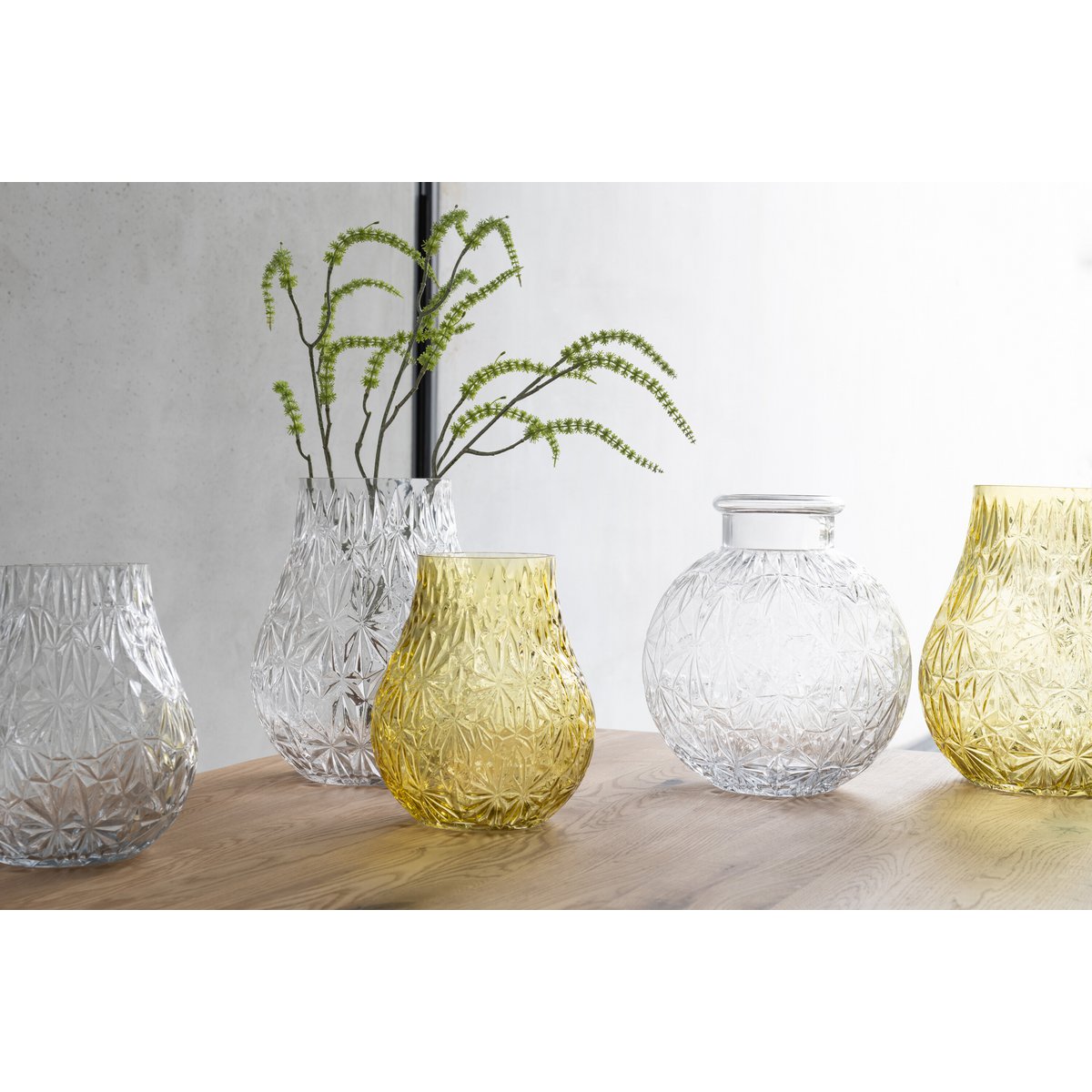 J - Line vase Convex Cut - glass - transparent - small - Hometerior - J - Line - J - Line vase Convex Cut - glass - transparent - small