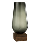 J - Line vase On Foot Eno - glass/wood - dark brown/gray - large - Hometerior - J - Line - J - Line vase On Foot Eno - glass/wood - dark brown/gray - large