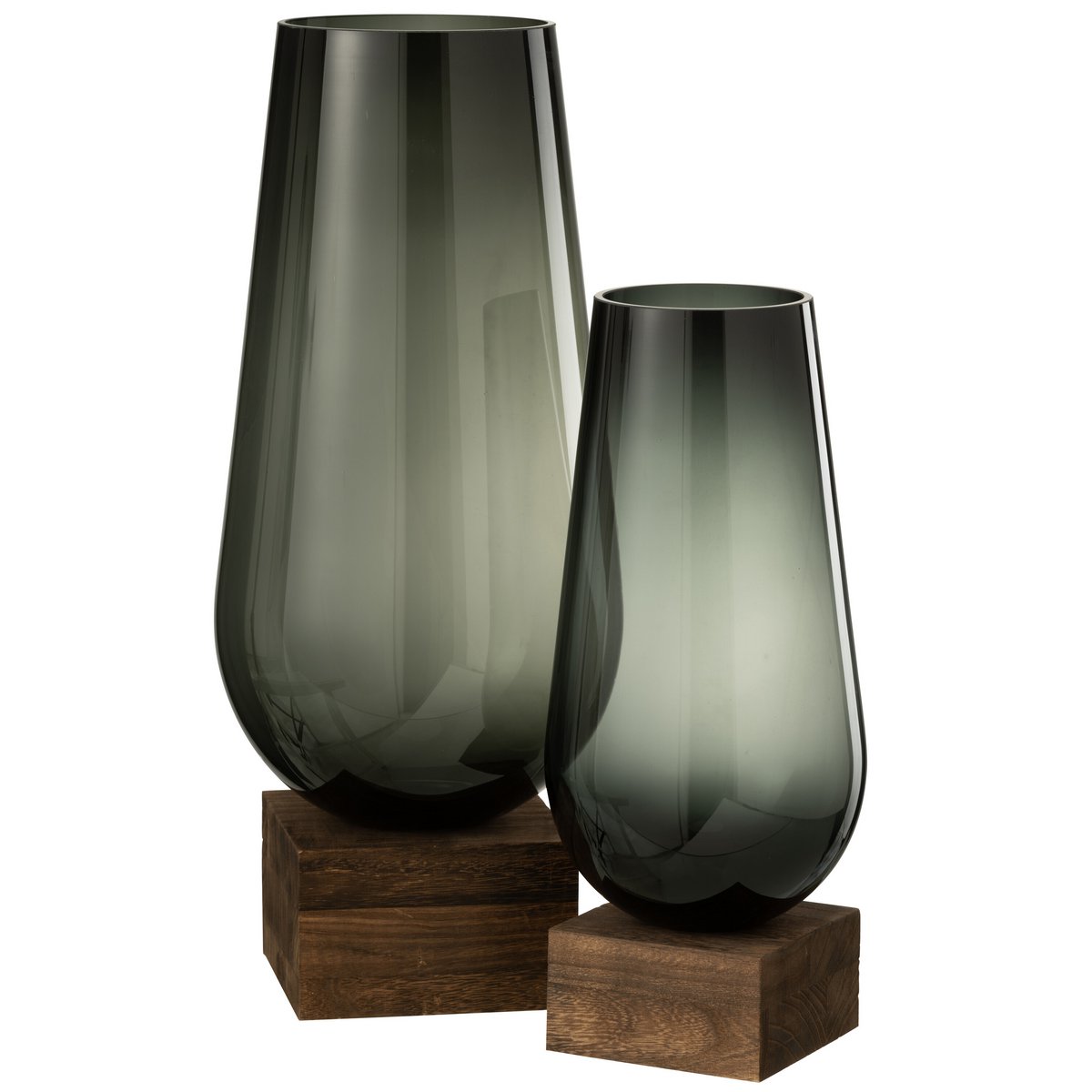 J - Line vase On Foot Eno - glass/wood - dark brown/gray - large - Hometerior - J - Line - J - Line vase On Foot Eno - glass/wood - dark brown/gray - large