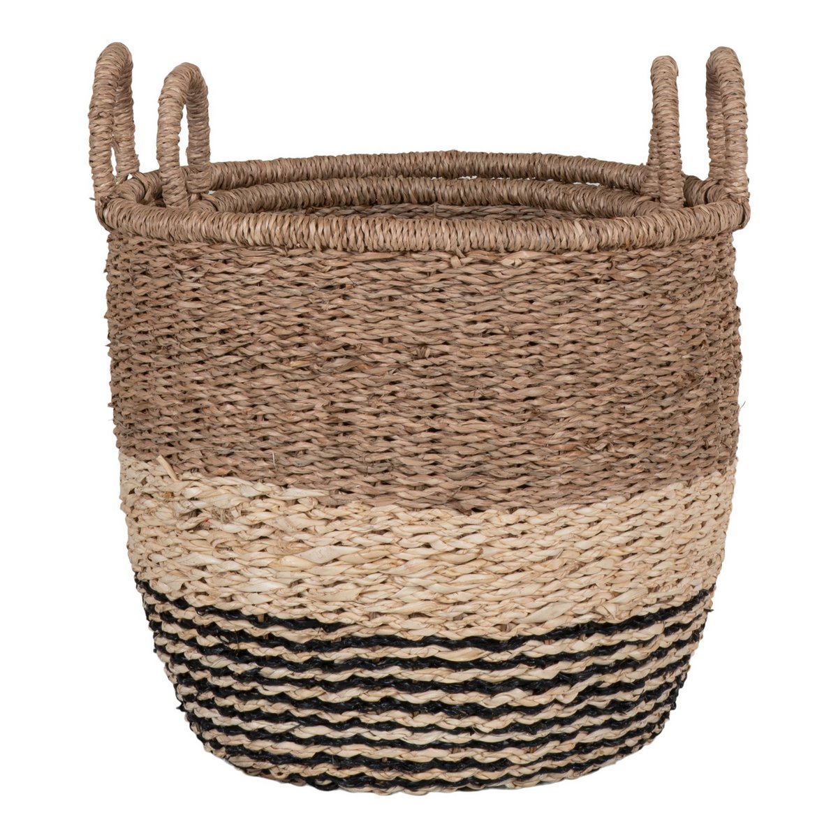 Lima Basket - Basket in seagrass, nature/brown/black, set of 2 - Hometerior - House Nordic ApS - Lima Basket - Basket in seagrass, nature/brown/black, set of 2