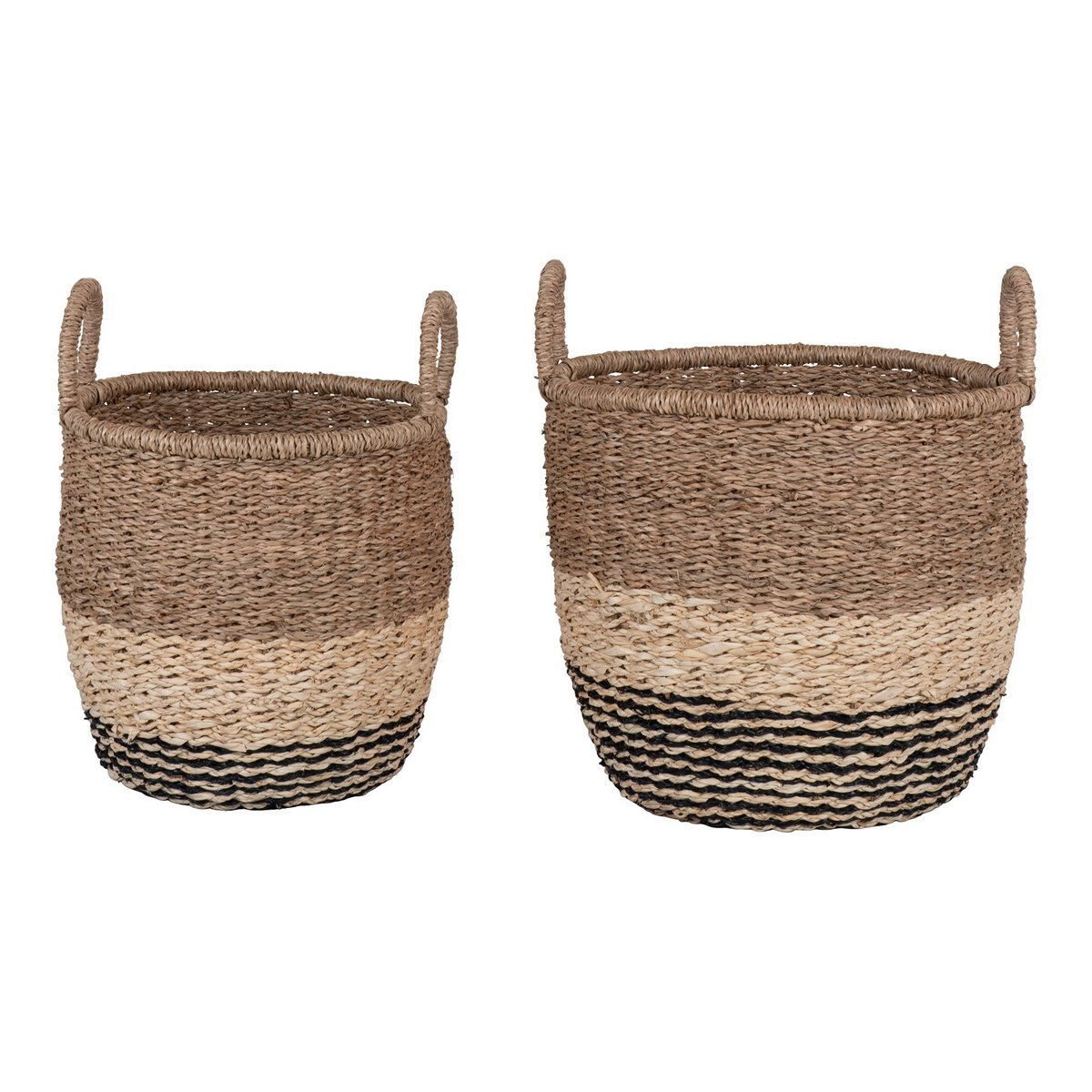 Lima Basket - Basket in seagrass, nature/brown/black, set of 2 - Hometerior - House Nordic ApS - Lima Basket - Basket in seagrass, nature/brown/black, set of 2