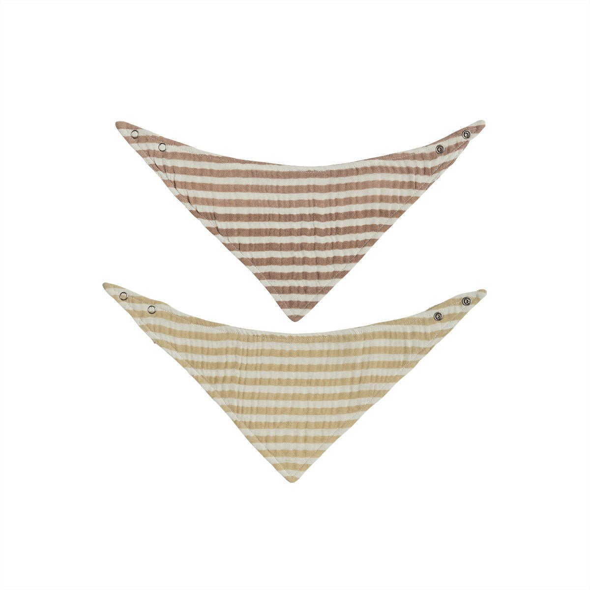 OYOY MINI Striped Drool Bib - Pack of 2 - Natural / Caramel - Hometerior - OYOY MINI - 