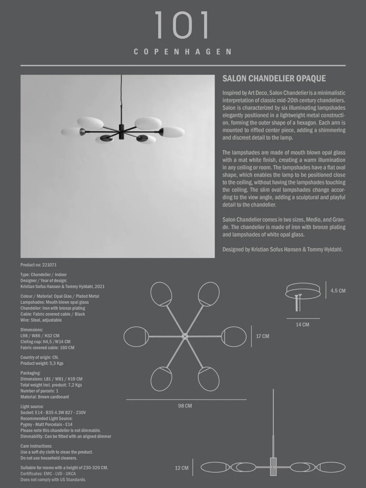 Salon Chandelier - Opaque | 101 Copenhagen - Hometerior - 101 Copenhagen - 